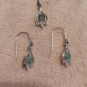 Sterling Silver/Emerald Earrings & Pendant